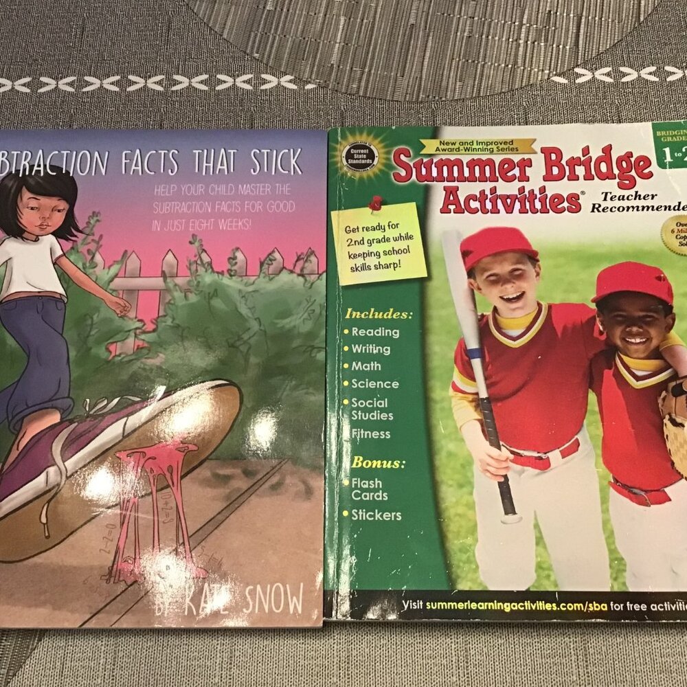 1st-2nd Grade Activity Books (One is Subtraction Facts That Stick) Homeschooling